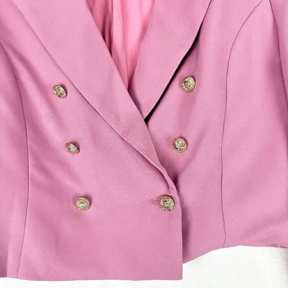 Entro Double Breasted Cropped Blazer Size Large NWOT Pink - Picture 3 of 5